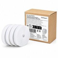StarTech 4-pack 15ft [4.6m] Hook and Loop Roll, 0.5in Wide, White, Cut-to-Size