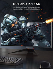 Displayport 2.1 Cable 10FT/3M, 80Gbps [16K@60Hz, 8K@120Hz, 4K@240Hz, 1080P@360Hz