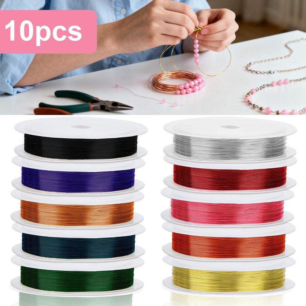 10 Rolls Colorful Copper Craft Wire 0.3mm Flexible Jewelry Making for DIY Craft