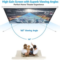 120” Projector Screen Projection Screen Manual Pull Down HD Screen 1:1 Format
