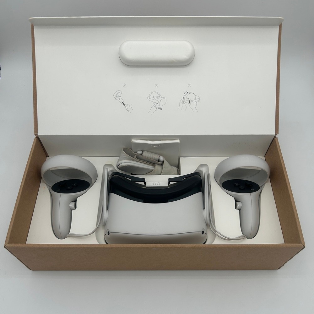 Meta Quest 2 128GB VR Headset Complete in Box CIB w/ Controllers & Accessories