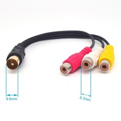 1pc 18cm TV Male Plug to 3 x RCA (Red+Yellow+White) Female Jack Adapter Cable US