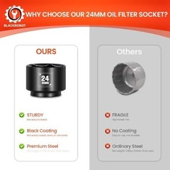 24mm Low Profile Oil Filter Socket, 3/8″ Drive 6-Point Oil Filter C Size: 24mm