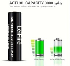 2PCS 3.7V 3000mAh Rechargeable Batteries High Capacity Lithium ion Button top