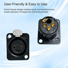 10pcs XLR 3Pin Female Panel Mount Chassis, Fine Black Nickel Plated Housing