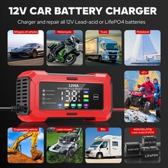 12V 6A Car Battery Charger Intelligent Automatic Pulse Repair Lifepo4 AGM GEL