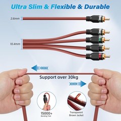 6-Channel RCA Audio Cable 10 Ft Oxygen Free Copper Male to Male Twisted Pair RCA