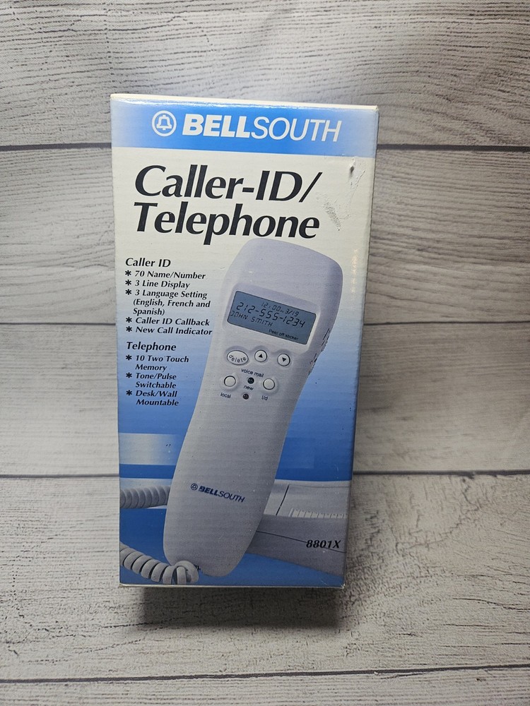 Vintage BELLSOUTH Caller-ID Telephone #8801X – White – NEW OPEN BOX 2002