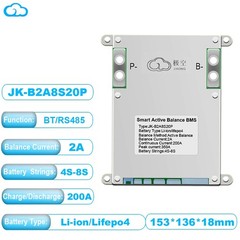JK Smart BMS 4S-8S 200A Active Balance 2A BMS LiFePo4 Li-ion BMS BT/RS485 lot US