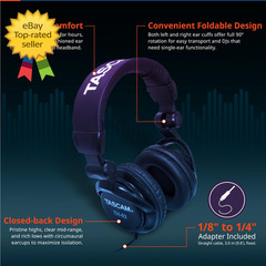 TH-02 Professional Studio Monitor Headphones, Wired over Ear
