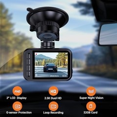 E-YEEGER DASH CAM FRONT AND REAR, 2.5K DUAL DASH CAMERA FOR CARS, 2560P – BLACK