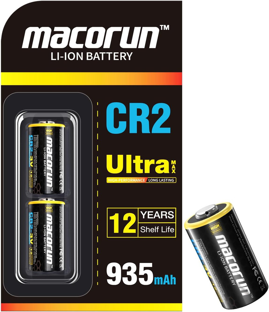 CR2 3V Lithium Battery (2 Pack) – 935mAh High Capacity CR2 Batteries