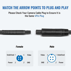 EWAY 4 Pin Extension Cable (16.5FT/5M) for Dash Cam Rear View Backup Camera Reve
