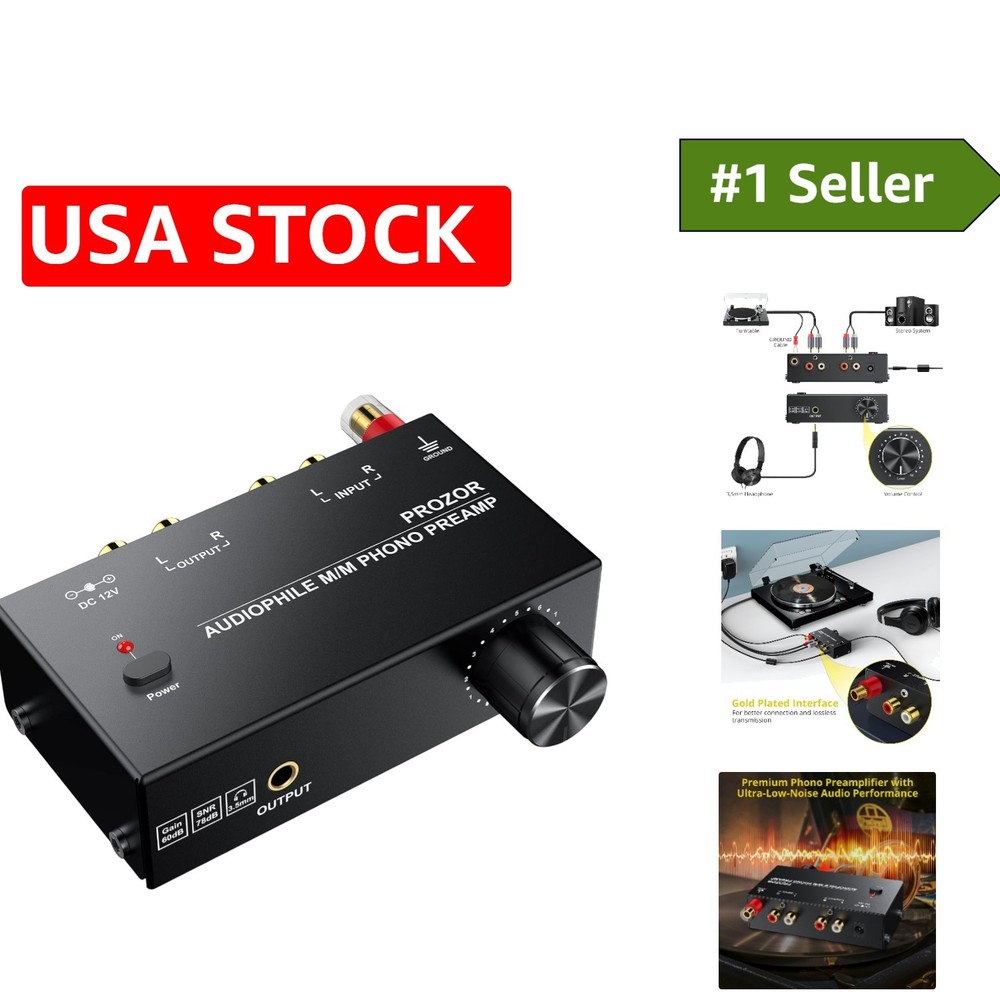Turntable Preamp with 63dB Gain and Durable Metal Construction for Perfect Sound