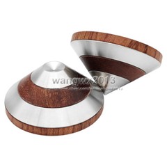 3x 46mm Rosewood + Stainless Steel Floor Speaker Shockproof Spike Pad Base Stand