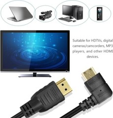 Mini HDMI to HDMI Cable Right-Angled Adapter Male High Speed for Camera 3D 1080p