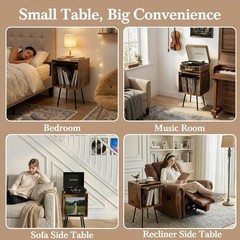 Rustic Brown Vinyl Record Stand with Flip-Top Lid – Organizes 100+ Albums Safely
