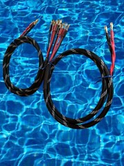 Canare 4S11 HI-FI Bi-Wire Speaker Cable Pair, Flex Braided 2 to 4 Banana, 12 Ft.