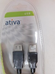 Ativa 828-655 USB 2.0 Extension Cable 6′ Black New In Box A Plug A receptacle