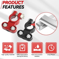 Set Top Post Color-Coded Lead Alloy Car Battery Terminal Connector Cable Clamps