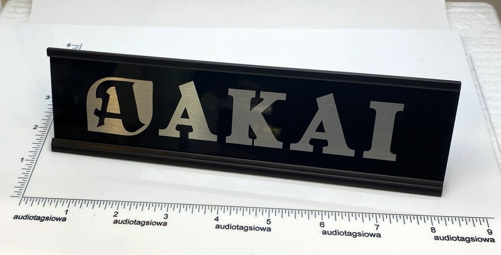 AKAI Stereo Desk Sign – Custom Silver Aluminum
