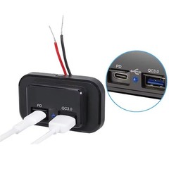 12-24V 4.8A Dual USB PD QC3.0 Car Boat RV Charger Socket LED Power Outlet