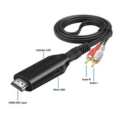192KHz HDMI ARC to 3.5mm RCA Audio Converter for TV Soundbar Speaker USB Powered