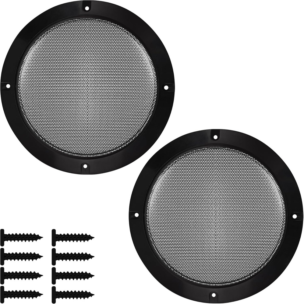 2PCS 6.5” Black Speaker Grill Covers, round Metal Mesh Guard Protectors