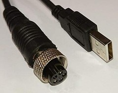 10 Foot USB 2.0 Type A Male-GX12 5-Pin Female Twist-Lock Connector Black