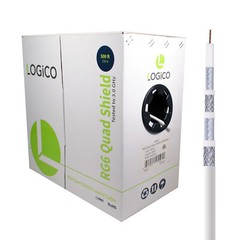 RG6 Quad Shield Coaxial Cable 18 AWG 500ft Bulk Coax Satellite TV White