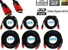 Premium HDMI Cable 1.4 BLURAY For 3D HD 1080P HDTV LCD LED PS4 XBOX Black&Red