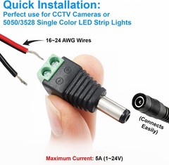 2 Male + 2 Female 12 V 2.1×5.5mm DC Power Jack Plug Adapter Barrel Connector …