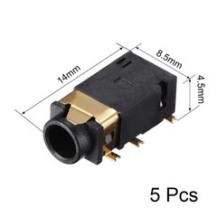 uxcell 3.5 mm Audio Jack Connector PCB Mount Female PJ-311D/PJ-342B, Black