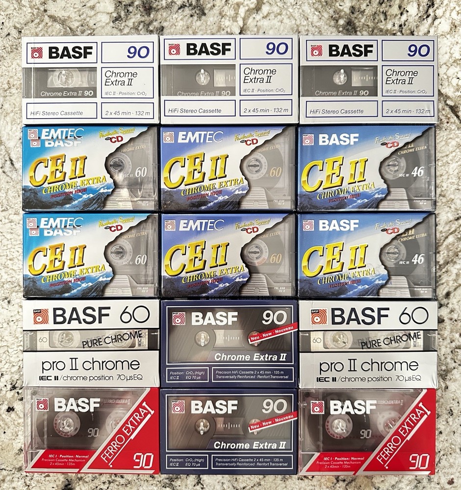 Lot Of 15 Various BASF/EMTEC New Sealed Blank Audio Cassette Tapes
