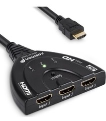 Fosmon 3Port HDMI Switcher/Splitter Full HD 3D 1080p HDCP, 24K Gold Plated Cable