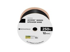 Monoprice Speaker Wire, CL2 Rated, 2-Conductor, 12AWG, 250ft, Black