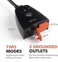 BN-LINK Dual Outlet Outdoor Smart WiFi Plug Compatible with Alexa and Google