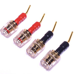 CESS-162 Pin Banana Plug to 4mm Female Banana Jack/Speaker Wire, 4 Pack (Screw-T