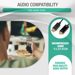 4K Display Port DP to HDMI Cable Adapter Converter 2160P 60Hz HDR UHD Dolby 6FT