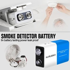 XUNIUZERO 9V Batteries Carbon 9 Volt Battery for Smoke Detector 6F22 Square