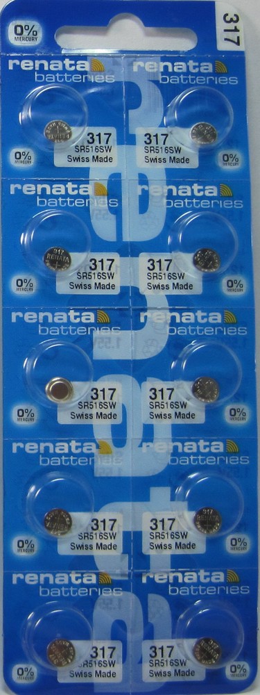 Renata Silver Oxide 317 1.55V Mercury Free Batteries x 10