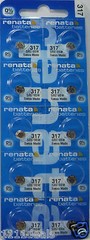 Renata Silver Oxide 317 1.55V Mercury Free Batteries x 10