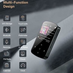 MP3 Player 32GB HiFi Lossless Sound Bluetooth Clip Music Voice Recorder FM Radio