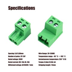 2Pin 5.08mm Pitch Pluggable Mount Screw Terminal Block Phoenix Plug 10 PCS
