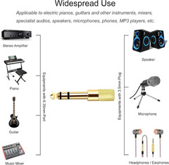 5x TRS Stereo Audio Headphone Adapter 6.35mm 1/4″ Male to 3.5mm 1/8″ Female Jack
