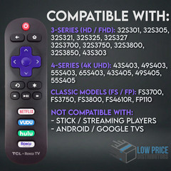 Genuine TCL RC280 Remote Control for 32S3800 55S403 43S303 TVs | OEM Used