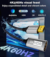 Active DisplayPort to HDMI Adapter (4K@60Hz,1440P/2K@120Hz) Uni-Directional DP 1