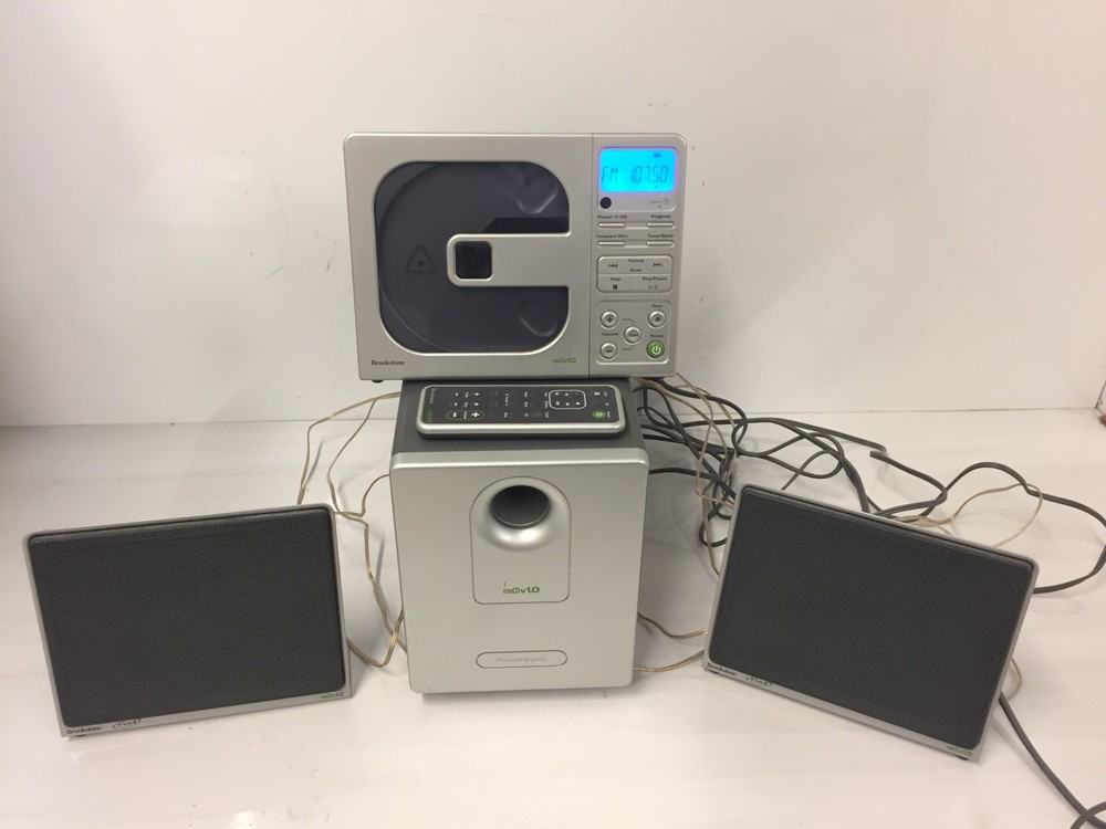 Brookstone mwCD v1.0 Executive Micro CD System FM Radio Subwoofer Remote
