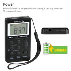 Portable Pocket LCD Digital AM FM Radio Stereo Receiver Rechargeable w/earphone