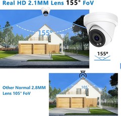 6MP PoE IP 155° Wide Angle IR Night Vision Turret Camera Metal Housing 2.1mm